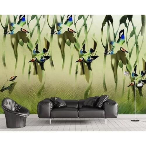 Beibehang Custom wallpaper fashion jade carving flange porcelain bird 3d background wall abstract new Chinese papel de parede