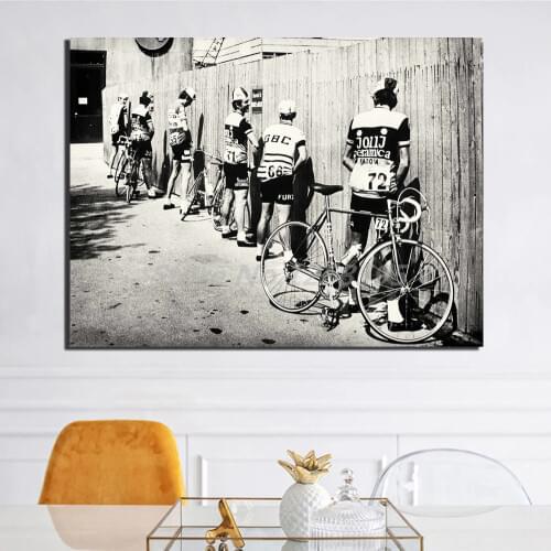 Black And White Bicycle Cyclist Bike Vintage Photo Poster Men Peeing Pissing Road Cycling Gift For Bathroom Home Decoration