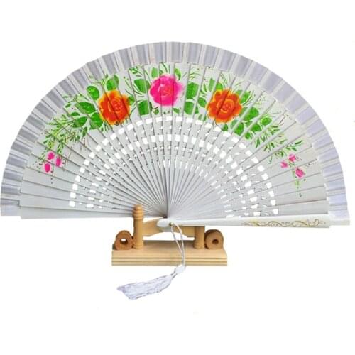 Hand-Painted Wooden Hand Fan Dance Folding Fan For Wedding Party Home Decoration Performance Accessories Gifts
