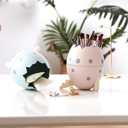 Pen Holder Makeup Brush Holder Desktop Storage Box Jewelry Organizer Home Decoration Dinosaur Egg Stationery Storage Rack