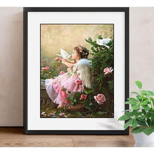 Diy Diamond Painting Portrait Pattern Kits Home Decoration Cross Stitch Kits Angel Diamond Embroidery