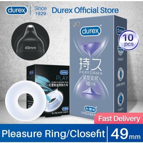 Durex 49MM Condoms Performa Close Fit Safe Delay Long Lasting Climax Control Natural Latex Lubricant Condoms Small Size