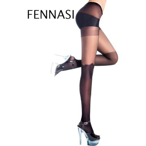 FENNASI Sexy Ladies Tights Monroe Erotic Fashion Tights Ultra-thin Transparent Stitching Jacquard Cored Silk Anti-hook Tights