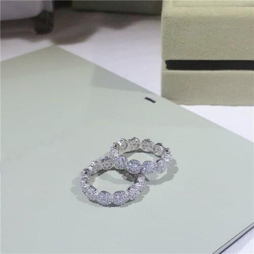 S925 sterling silver flower rhinestone ring simple fashion style ring for women
