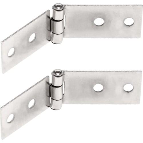 2Pcs Zinc Alloy Silver Cabinet Door Luggage Hinges 4 Holes Furniture Decorative Jewelry Wooden Boxes Hinges with Screws 74*20mm