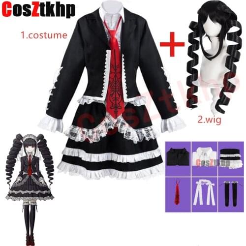2021 New Anime Dangan ronpa 3 Danganronpa Halloween Carnival Celestia Ludenberg Full Cosplay Costume Yasuhiro Taeko Cosplay Wig