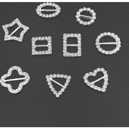 10Pcs/Lot Metal Buckles Mix Size Firm Alloy Rhinestones Buckle Holiday Gift Wrapping Decoration Sewing Ribbon Accessories