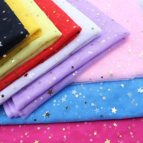 Fashion 150cm*100cm Dot Stars Bronzed Tulle Roll for DIY Fabric Spool Crafts Wedding Decoration Crafts Festive Party Supplies