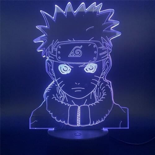 Naruto Young Uzumaki Naruto Figure LED 3D Light Kids Night Lamp 7/16 Colores Change LED Decorative Table Lamp for Party Home