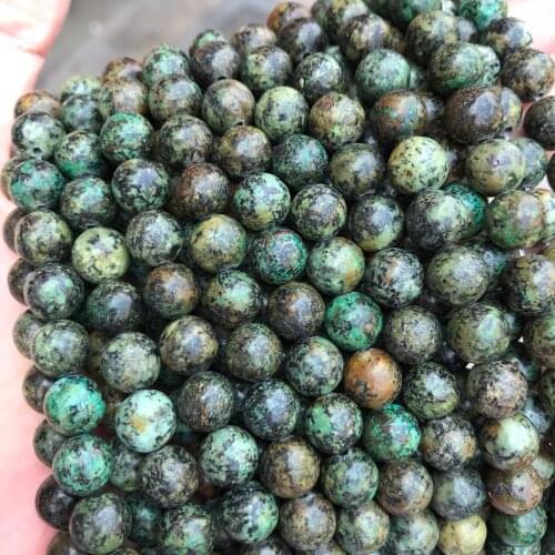 Natural African Turquoise 6-12mm round Gemstone beads for 925 sterling silver Jewelry Making Necklace Bracelet 15inch ICNWAY