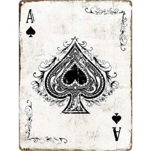 AIDANDAN Ace of Spades Old Design Tin Signs Vintage Metal Tin Signs for Wall Art Decor for Home Bars Clubs Cafes 20 X 30 cm