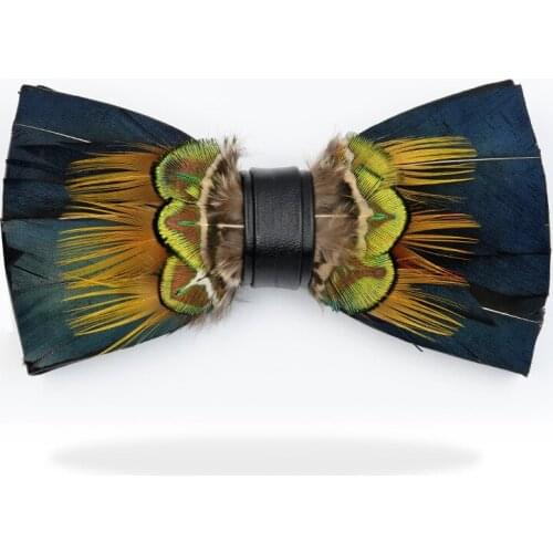 Original bird Feather Bow Tie Natural Hand Made Bowtie With Gift Box For Men Business Party Wedding