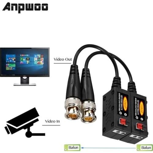 ANPWOO 1080P AHD/HD-CVI/TVI/CVBS Passive HD Video Balun Transmitter 4 Pairs (UTP Up to 350M-600M)
