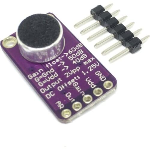 MAX9814 Electret Microphone Amplifier Board Module MIC Auto Gain Max 40dB/50dB/60dB Frequency 2.7V-5.5V With Pins For Arduino