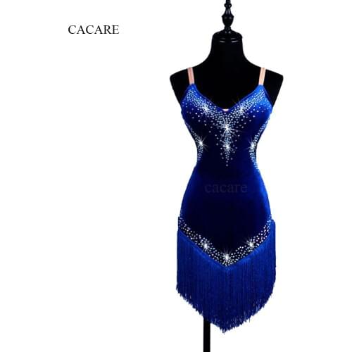 Latin Dance Dress Women Girls Latin Dance Competition Dresses Salsa Samba Costumes D0177 Rhinestones Tassels Bra Cup 5 Colors