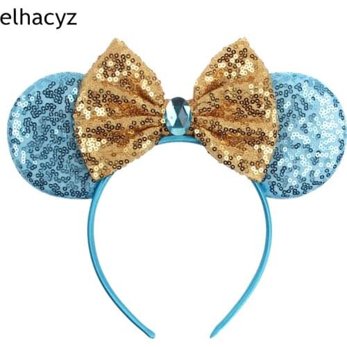 Girls Glitter Sequins Hairband Rhinestone Mouse Ears Bow Headband Mujer Kids Party Hair Accessories Women Headwear Head Hoop