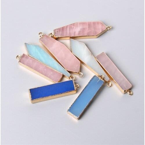Rose Quartzs Pendant Connectors Natural Stone Amazonite Charms Crystal Agate Pendant for Jewelry Making DIY Healing Accessories