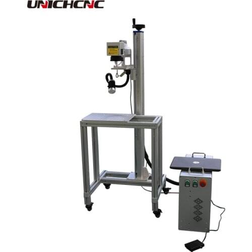 Stand column adjustable fiber laser marking machine 20w 30w 50 w plastic alloy gold laser marker price