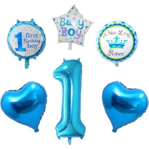 Happy Birthday Decoration Number Balloon Pink Blue Baloon Helium Foil Balloons Baby 1st Birthday Ballons Globos Air Balloons Set