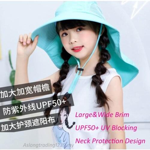 UPF50+ Sun Protection Girl Wide Brim Children Hat Kids Bucket Cap Summer Beach Fishing Travel Outdoor Fashion Casual Sun Hats