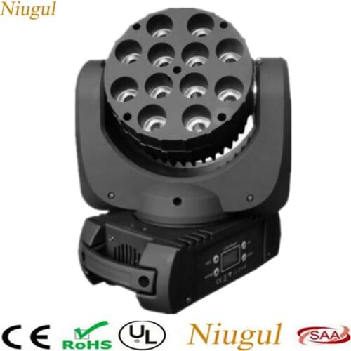 LED Beam Moving Head Light 12x12W RGBW Quad 0-100% Linear Dimming Beam DMX Stage Effect Lighting Wedding Party Lights LED Lamp