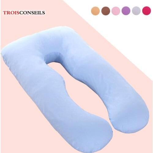 U Shape Pregnancy Pillow Full Body Cotton Pillowcase Maternity Pillows for Side Sleeper Pregnancy Women Sleeping Support Bedding