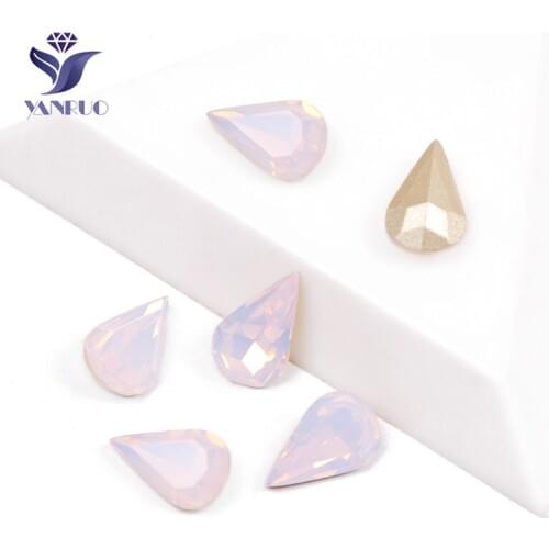 YANRUO 4300 Pear Drop Rose Water Opal Chaton Rhinestones Sewn Stones And Crystal Stones Rhinestones For Manuality