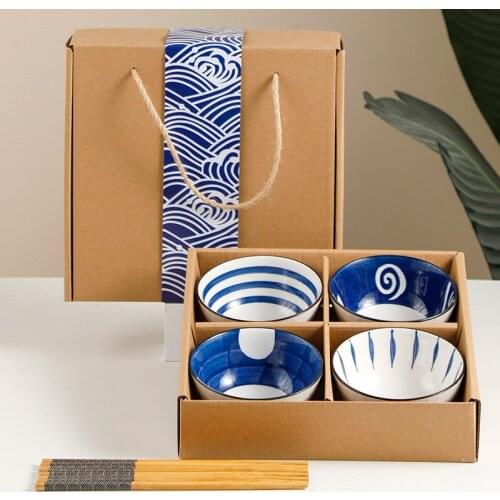 Japanese Hand-painted Underglaze Ceramic Tableware Set Gift Japanese Texture Tableware Set Bowl Bowl Set Bowls