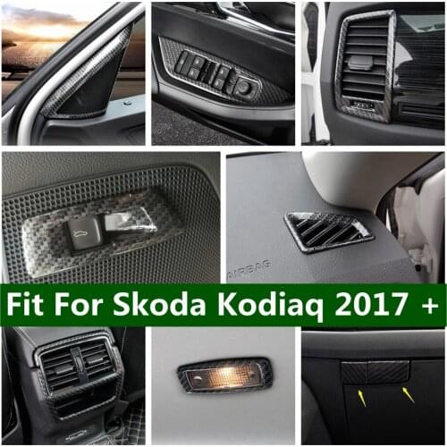 Rear Trunk Tailgate Door Button Panel Decoration Cover Trim ABS For Skoda Kodiaq 2017 - 2021 Carbon Fiber Look Interior Parts