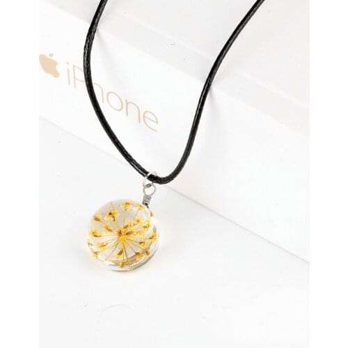 Hot Fashion Crystal glass Ball Clover Necklace Long Strip Leather Chain Pendant Necklaces Women Jewelry