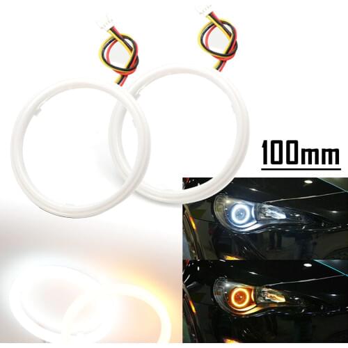 2Pcs 100MM White Amber Dual Color Switchback LED Angel Eyes Halo Rings Car Headlight Retrofit