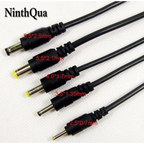 2pcs 5.5*2.5mm 2.5*2.1mm 4.0*1.7mm 3.5*1.35mm 2.5*0.7mm DC Power Plug with 30cm Cable Black Charging Connector for Digital