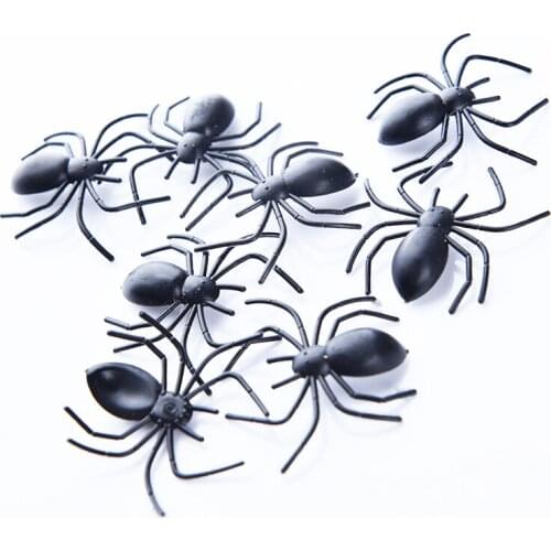 50pcs Plastic Black Spider Halloween Decoration Festival Supplies Funny Prank SimulationToys House Decoration Realistic Scary