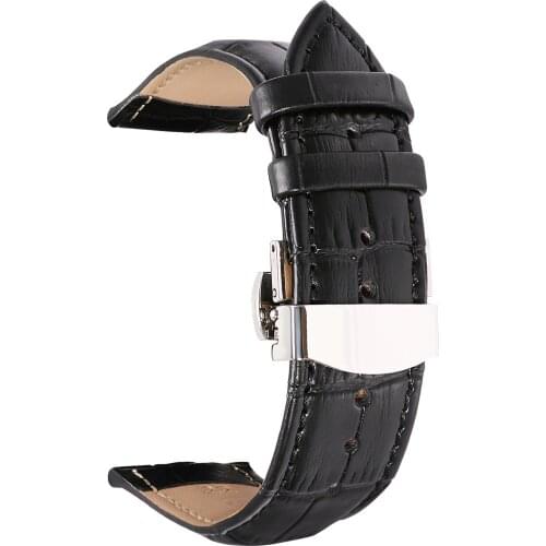 Quick Fit 16-24mm Double-press Automatic Butterfly Clasp Leather Straps For Samsung S3 for Amazfit GTS 2e Watchband High Quality