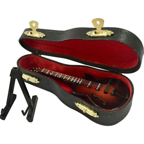 Replica Display Wooden Model Home Decor With Stand Case Musical Instruments Collection Office Birthday Gift Miniature Guitar