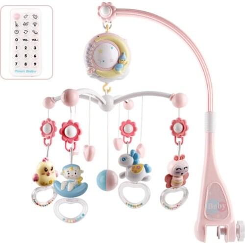 Baby Rattles Crib Mobiles Toy Holder Rotating Mobile Bed Bell Musical Box Projection 0-18 Months Newborn Infant Baby Boy Toys