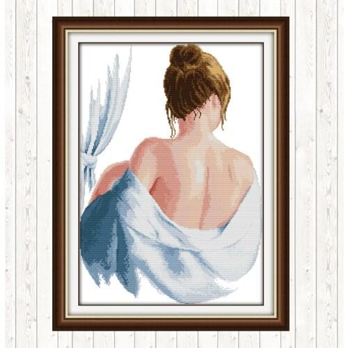 Bathing Needlework Embroidery Patterns Cross Stitch Package Embroidery Kits 14ct 11ct Count Print Canvas DIY Crafts Home Decor