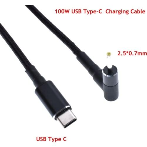 100W 5A DC 20V 2.5*0.7mm Male to USB 3.1 Type C USB-C male jack Power Plug PD Emulator Trigger Charge Cable 180cm for Laptop