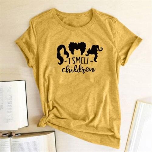 I Smell Children Printing T-shirts Women Summer 2020 Graphic Tees Loose T Shirt Cotton Short Sleeve Tops for Women Ladies