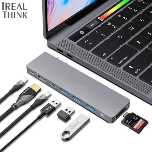 IREALTHINK Docking station Dual USB Type C adapter Splitter USB HUB thunderbolt 3 hub HDMI-compatible adapter for Macbook Pro