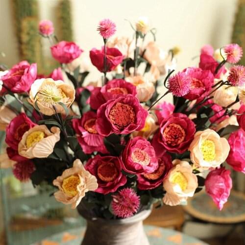 1Pc Artificial Acanthosphere Rose Flower Arrangement DIY Wedding Party Decor Artificial Plants Home Garden Wedding Decor