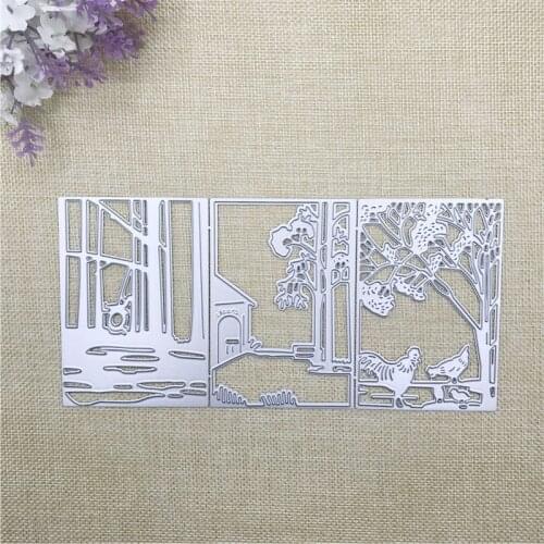 Julyarts 3Pcs Bird Tree House Chicken Metal Cutting Die Bird Stencil for Scrapbooking FrameCard Making Die Metal Crafts Die Cut