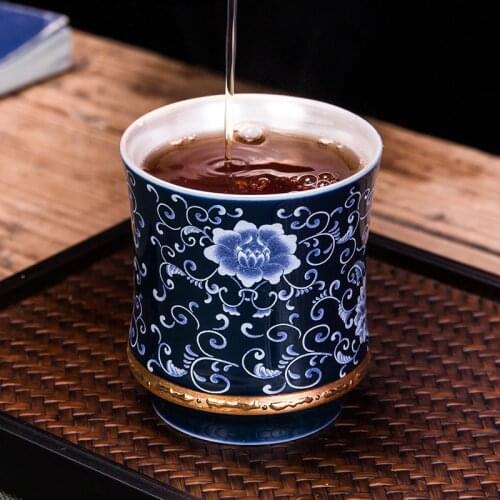 Jingdezhen Ceramic 999 Silver Liner Tea Cup Creative Enamel Color Home Kung Fu Master Cup Porcelain Office Teacup Drinkware