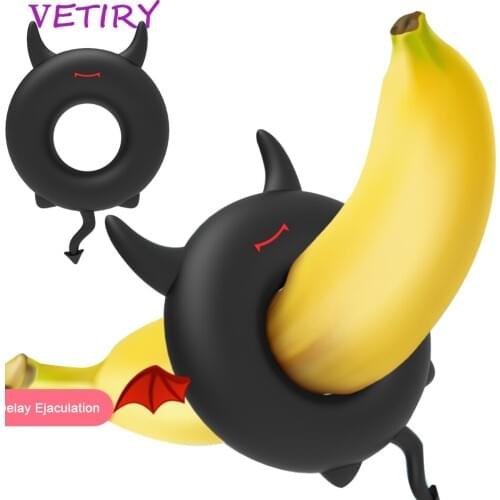 VETIRY Penis Rings Little Devil Delay Ejaculation Soft Silicone Cockring Male Chastity Device Sex Toys for Men Erection Sex Shop
