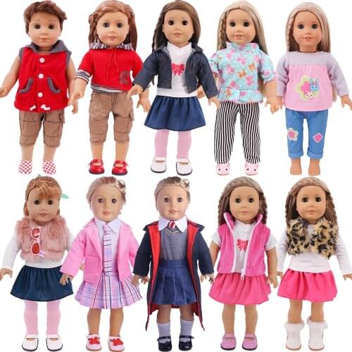 4Pcs/Set Doll Clothes Shoes Boots Sweater Shirt Vest Dress For 18 Inch American of Girl`s&43Cm Baby New Born Reborn Zap Doll Toy