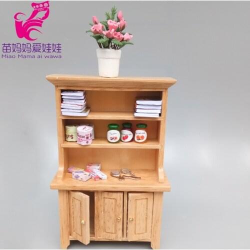 Mini Doll House Furniture Study Room Bookcase Restaurant Cabinet 1:12 1:8 Bjd Doll Diy Furniture