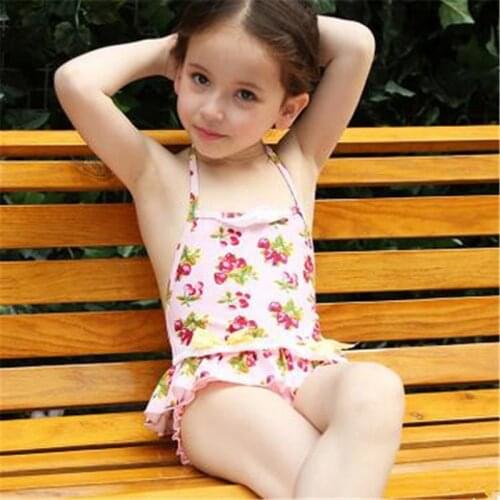 2020 Baby Girl Pink Yellow Flowers Swimming Suit for Girls One Piece Swimwear Kids One Piece Swimsuit with Hat UPF50