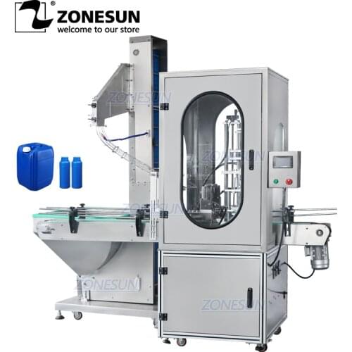 ZONESUN ZS-XG441F Jerry Can F-style Gallon Bottle Twist Off Cap Screw Single Head Capping Machine Big Jars With Cap Feeder