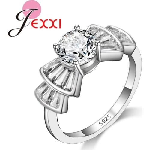 Fashion Wedding Rings Luxury White Cubic Zircon 925 Sterling Silver Engagement Ring For Women Band Bridal Bijoux Jewelry