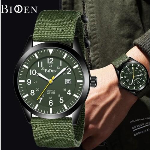 BIDEN Men Quartz Watch 12/24hours Scale Wristwatch Military Sport Waterproof Watches Calendar Date Clock Male relogio masculino